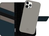 Valenta Snap Luxe - Telefoonhoesje geschikt voor Apple iPhone 12 Pro Max Hoesje Echt Leer Uitneembare 2in1 Bookcase - Grijs