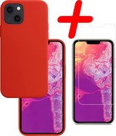 iPhone 13 Hoesje Siliconen Met Screenprotector - iPhone 13 Case Met Screenprotector Rood - iPhone 13 Hoes - Rood