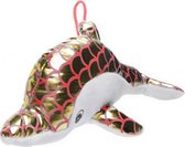 knuffeldolfijn Shiny meisjes 24 cm pluche goud/rood