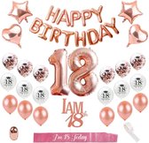 Partypakket® 18 Jaar Verjaardag Versiering - rosé gold/goud - All-in-one Feestpakket - Decoratie - Ballonnen - Feestpakket - Verjaardag - Feest versiering
