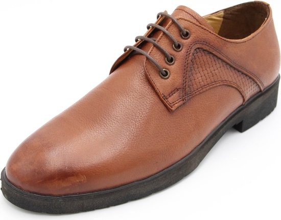 Mannenschoenen - Heren veterschoenen leer 1187 - Cognac 40 | bol.com