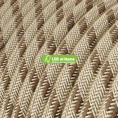 LEDatHOME – 2 aderige - Ronde elektrische kabel bedekt met gekleurde schorsstrepen katoen en natuurlijk linnen – 5 meter | Van buiten SCHITTEREND, van binnen SUBLIEM!