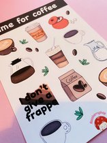 Rozeberryshop - Koffie Tijd Stickervel - 11x15cm - Stickers voor Volwassenen en Kinderen - Stickervellen - Stickers - Bullet Journal - Planner - Agenda Stickers - Scrapbook Stickers - Waterbe