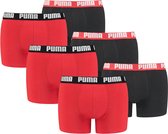 Puma Boxershorts Basic Red/Black - 6-pack Puma Heren Boxershorts Rood & Zwart - Maat S