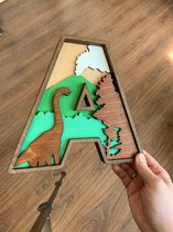 Brandtstudio- Hoofdletters - B - Dino - babykamer - hoofdletter - decoratie - wanddecoratie - gepersonaliseerd - kraam cadeau - geboorte geschenk - doopsuiker - dinosaurus