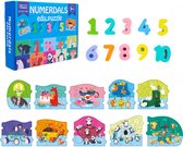 Cijfer puzzel 65 delig - Legpuzzel - Vanaf 3 jaar - Kinderpuzzels - Eerste Engelse woordje - Montessori speelgoed - Educatief speelgoed