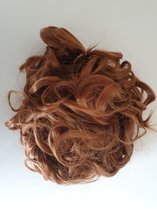 Curly Haar Messy Bun Knot Bruin met lichte koper gloed Clip in met Schuifjes diverse kleuren
