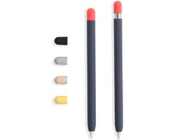 Doodroo Skin voor Apple Pencil (1e/2e gen) met 5 gekleurde doppen - Midnight Blue- Siliconen Beschermfolie met Grip