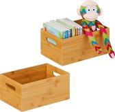 Relaxdays 2x boîte de rangement bambou - boîte de rangement bois - panier de rangement en bois - boîte de rangement