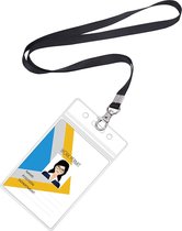 Keycord met badge pashouder aan koord - 12 stuks - Transparant | Zwart