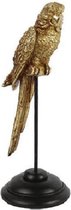 Decoratief beeld papegaai op stok goud