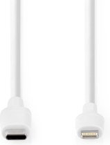 Nedis Lightning Kabel - USB 2.0 - Apple Lightning 8-Pins - USB-C Male - 480 Mbps - Vernikkeld - 1.00 m - Rond - PVC - Wit - Doos