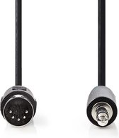 Nedis DIN-Audiokabel - DIN 5-Pins Male - 3,5 mm Male - Vernikkeld - 2.00 m - Rond - PVC - Zwart - Envelop