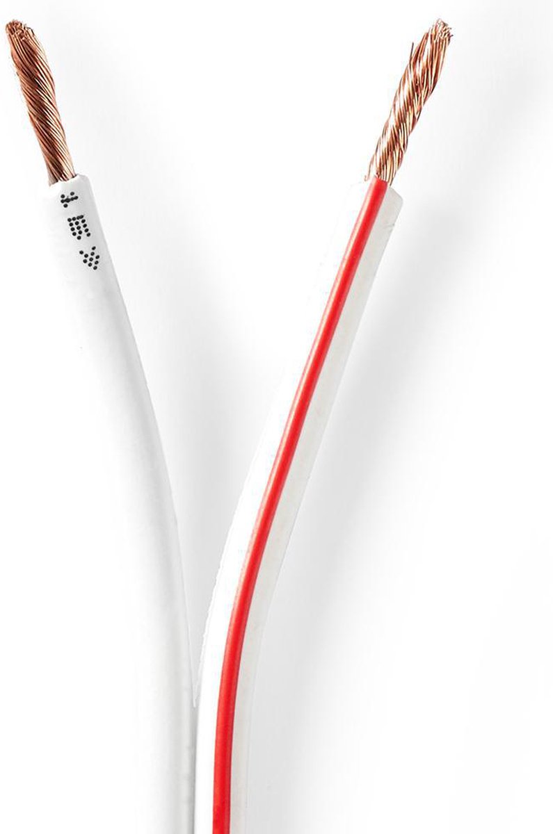 Nedis Speaker-Kabel - 2x 2.50 mm² - CCA - 25.0 m - Rond - PVC - Wit - Folieverpakking