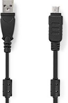 USB-Kabel | USB 2.0 | USB-A Male | Olympus 12-pins Male | 480 Mbps | Vernikkeld | 2.00 m | Rond | PVC | Zwart | Polybag