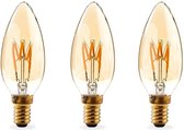 Nedis LED-Filamentlamp E14 | Kaars | 3 W | 100 lm | 2000 K | Warm Wit | Retrostijl | 3 Stuks | Goud