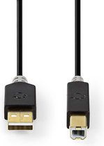 Nedis USB-Kabel - USB 2.0 - USB-A Male - USB-B Male - 480 Mbps - Verguld - 2.00 m - Rond - PVC - Antraciet - Doos