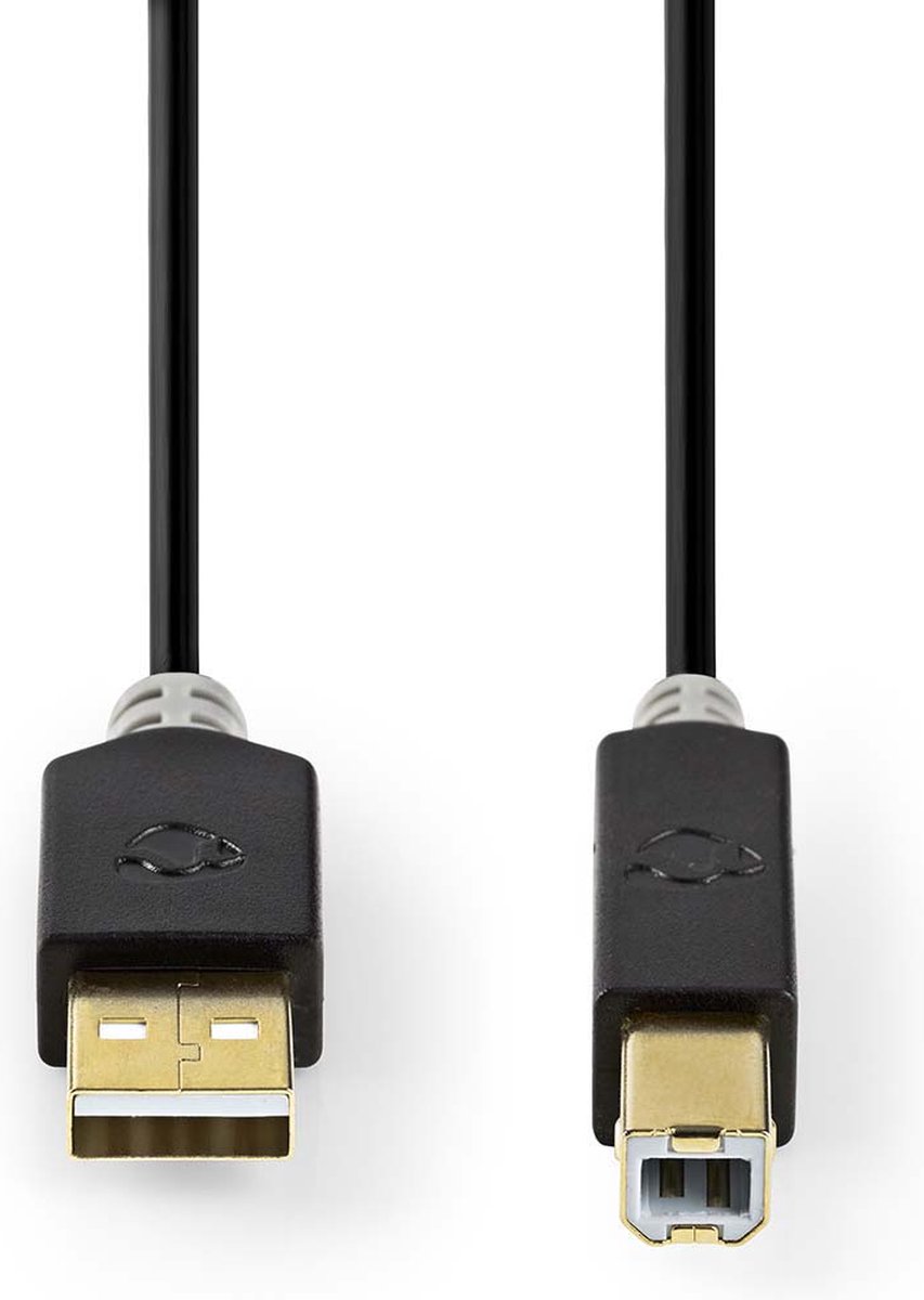 Kabel USB 2.0 | A male - B male | 2,0 m | Antraciet