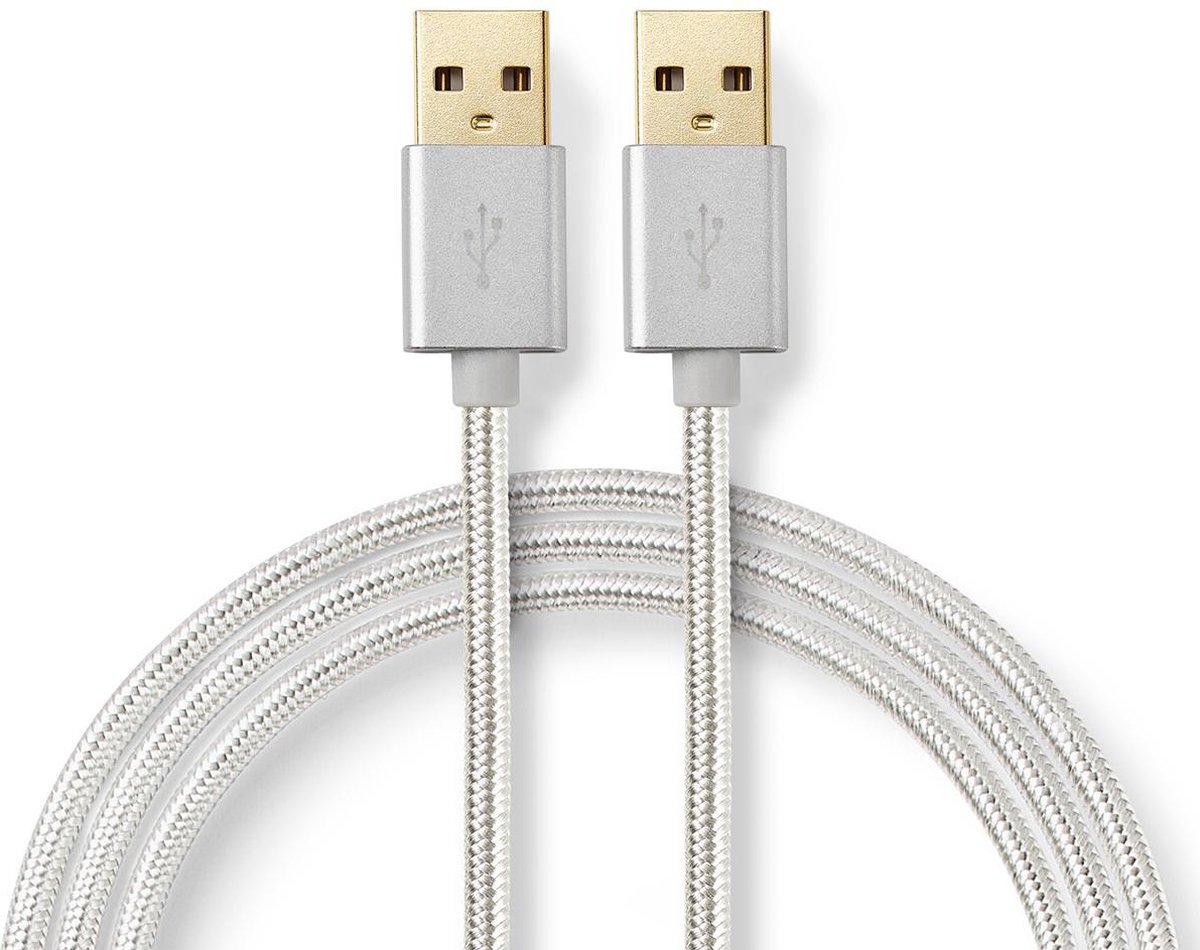USB 2.0-Kabel | Verguld 2,0 m | USB A Male naar USB A Male | Voor Aansluiting van Hard Disk Drive (HDD)