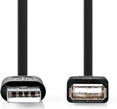 Nedis USB-Kabel - USB 2.0 - USB-A Male - USB-A Female - 480 Mbps - Vernikkeld - 3.00 m - Rond - PVC - Zwart - Envelop