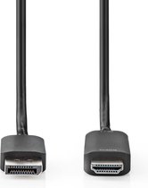 Nedis DisplayPort-Kabel - DisplayPort Male - HDMI Connector - 4K@60Hz - Vernikkeld - 2.00 m - Rond - PVC - Zwart - Polybag