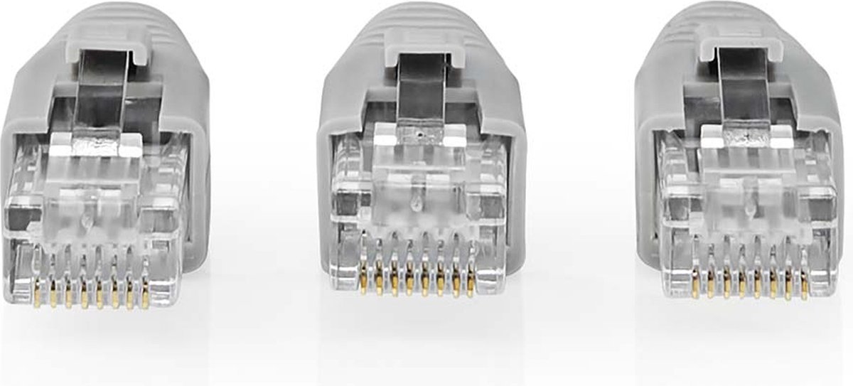 RJ45-Connector | RJ45 Pass Through | Stevig/Gesnoerd UTP CAT6 | Recht | Verguld | 10 Stuks | PVC | Grijs | Doos