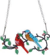 Peinture de diamants "JobaStores®" Ornement à suspendre 2 oiseaux sur branche (15cm)