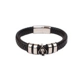 leren armband | el dioz | skull | stainless steel | 21 cm