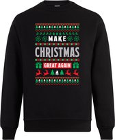 Sweater zonder capuchon - Jumper - Foute Kerst - Kerst Trui - Kerst Sweater - Ronde Hals Sweater - Christmas - Happy Holidays - Black - Make Christmas Great Again - Zwart - XL