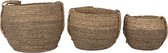 Clayre & Eef Opbergmand Set van 3 Ø 38x31 cm Bruin Zeegras Rond Mand