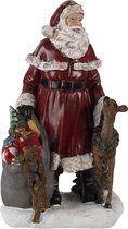 Clayre & Eef Kerstdecoratie Beeld Kerstman 17*13*29 cm Rood Kunststof Decoratief Figuur Decoratieve Accessoires Woonaccessoires