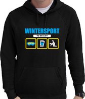 Apres ski hoodie winterport to do  list zwart  heren - Wintersport capuchon sweater - Foute apres ski outfit/ kleding 2XL