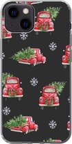 Geschikt voor iPhone 13 mini hoesje - Kerst - Kerstboom - Auto - Design - Siliconen Telefoonhoesje