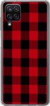 Geschikt voor Samsung Galaxy A12 hoesje - Plaid - Zwart - Rood - Siliconen Telefoonhoesje