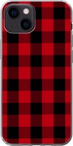 Geschikt voor iPhone 13 mini hoesje - Plaid - Zwart - Rood - Siliconen Telefoonhoesje