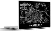 Laptop sticker - 12.3 inch - Amsterdam - Kaart - Zwart - 30x22cm - Laptopstickers - Laptop skin - Cover