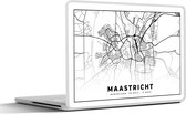 Laptop sticker - 10.1 inch - Stadskaart - Maastricht - Zwart - Wit - 25x18cm - Laptopstickers - Laptop skin - Cover