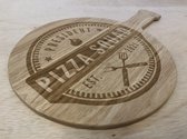 SERVEERPLANK | "PIZZA SQUAD" | ROND | RUBBERWOOD | 41,5X30CM