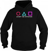 Hoodie Sweater | Squid Game Inspired | Accept the invitation | Maat 140 (9-11 jaar)