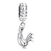 Tracelet - Zilveren bedels - Bedel haan | 925 Sterling Zilver - Pandora Compatible - Met 925 Zilver Certificaat - Tip voor Valentijn