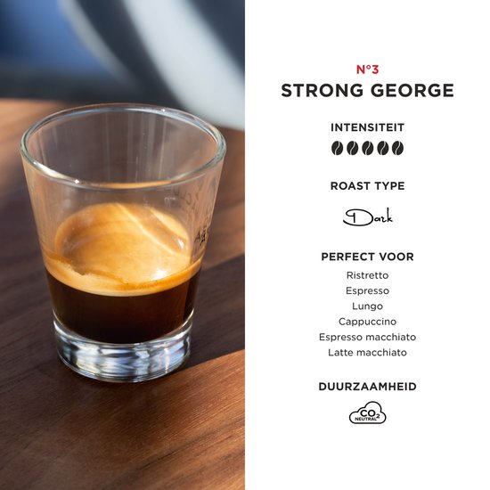 Aroma Club - Krachtige Koffiebonen 1KG - No. 3 Strong George - Koffie Intensiteit 5/5