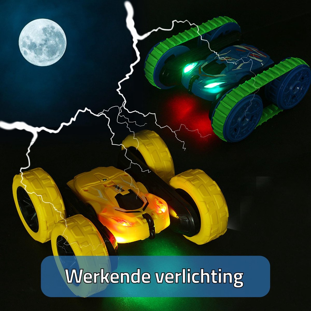 HyperWheels - Bestuurbare Auto voor Jongens - Speelgoed Stuntauto voor Binnen of Buiten - Geel - incl. 2 accu's en Rupsbanden — afbeelding 2
