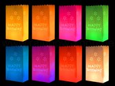 Theelichtzakjes voor theelichten - set van 10 stuks - kaarsen zakken, licht tas, steekt zak - Tekst Happy Birthday - 10 stuks