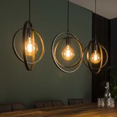 Vintage Hanglamp - Hanglampen - Mirandala Vintage Hanglamp Zwart, 3-lichts - Rechthoekige Metalen Hanglamp - Woonkamer Lamp - E27 - Industrieel