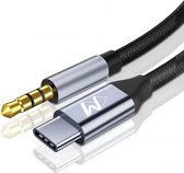 USB-C naar Headphone Jack Audio Aux Kabel - usb c naar Aux Auto Kabel - 3.5 mm - 1.5 Meter - Zwart - Wilsem®
