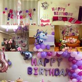 FUFU Eenhoorn-ballonnen, feestdecoratie, met 2 stuks, eenhoorn, ballonbanner en 50 ballonnen, voor party, latex, meisjes, kinderen (violet)