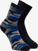 2 paar antislip sokken met camouflage print - Blauw - Maat 27/30