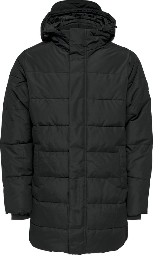 Only & Sons Carl Life Long Quilted Jas Zwart L Man