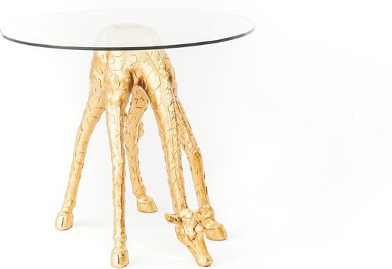 verstoring Gedragen Ondergeschikt Housevitamin Gouden Giraffe tafel met glazen blad 50x50x43 cm | bol.com