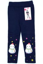 Kerst Legging Sneeuwpop Winter Legging Kinderlegging Thermo Legging Fleece Legging Gevoerde Legging Meisjes Legging Donkerblauw Maat 104